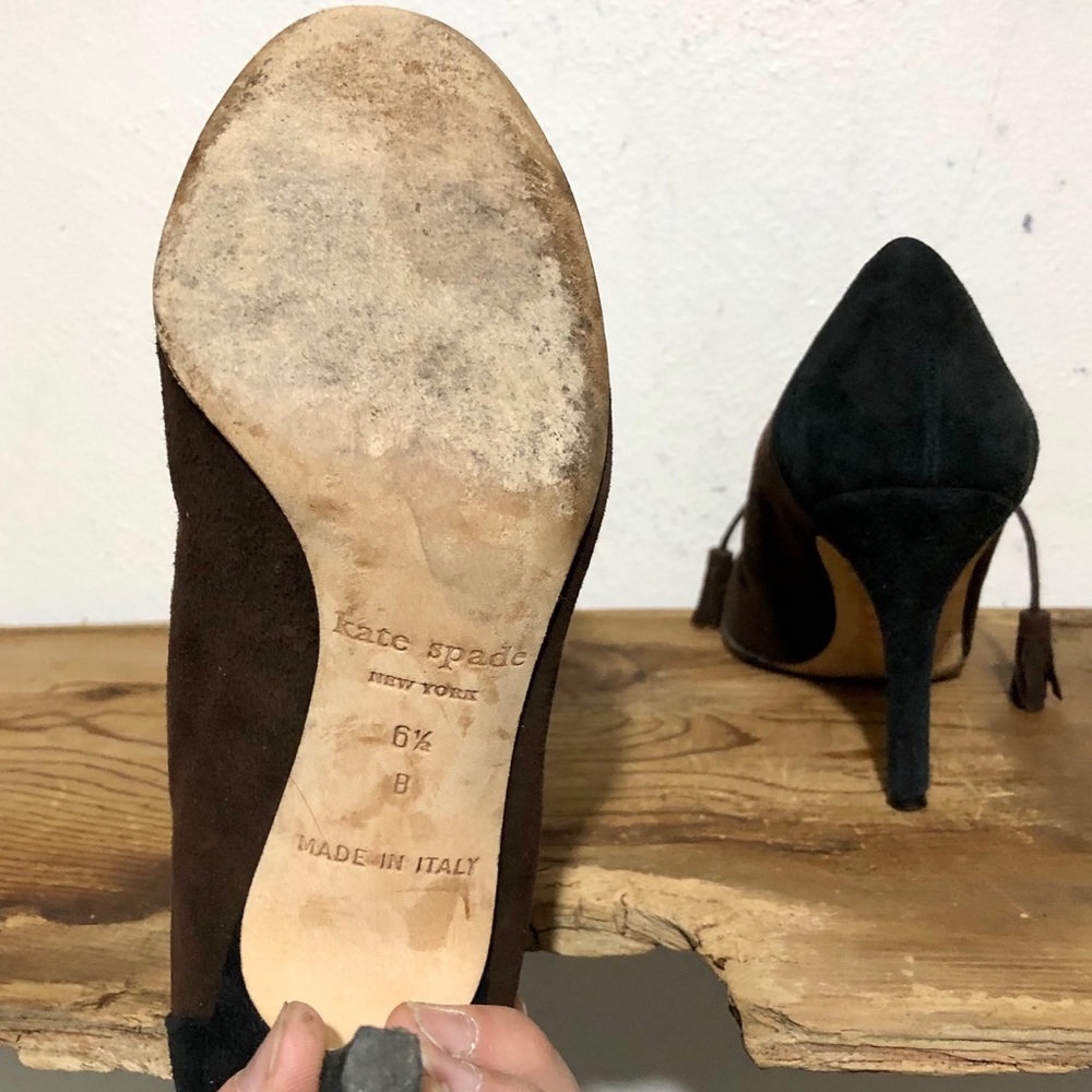 * 🎉 HP 🎉 Kate Spade | Duotone Suede Heeled Oxfords Size 6.5 - Picture 10 of 11